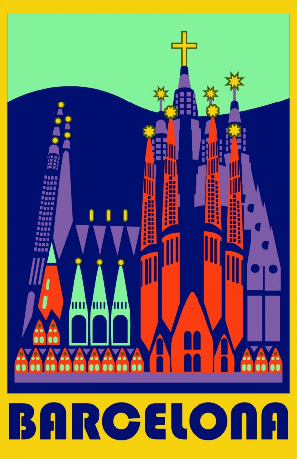 Barcelona travel poster  Print